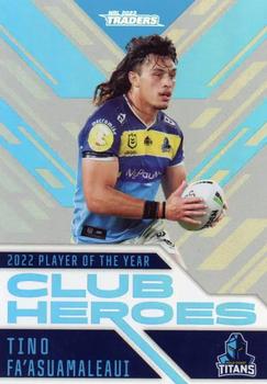 2023 NRL Traders Titanium - Club Heroes Silver #CHS09 Tino Fa'asuamaleaui Front